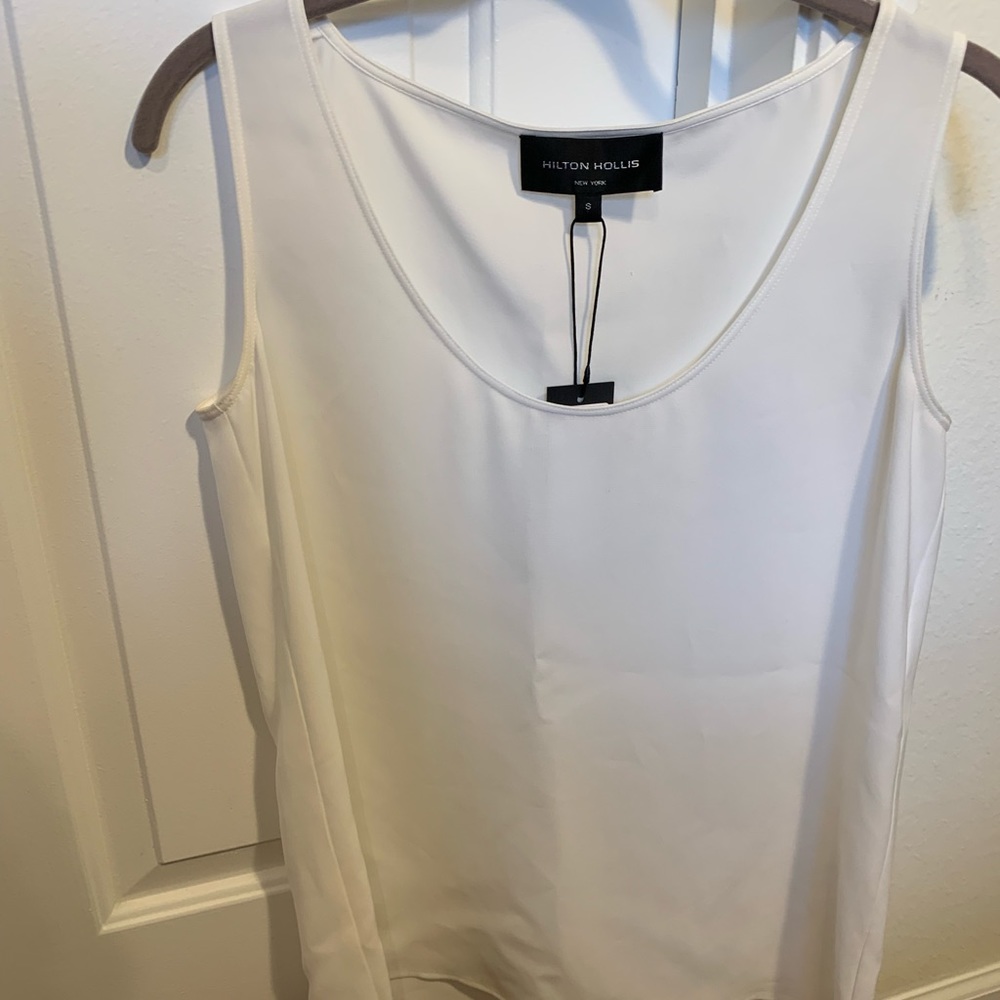 NWT Hilton Hollis Designer White Sleeveless Crepe Blouse